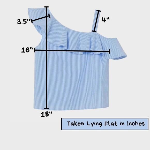 H&M Girls One-Shoulder Ruffle Tops light Blue White Stripes Size 12 (12-13 Years - Picture 8 of 9